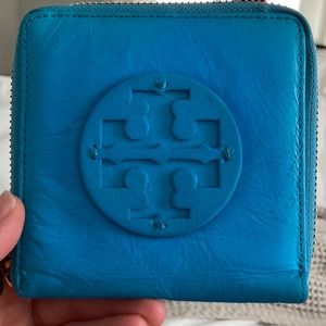 Electric blue Tory Burch zip wallet